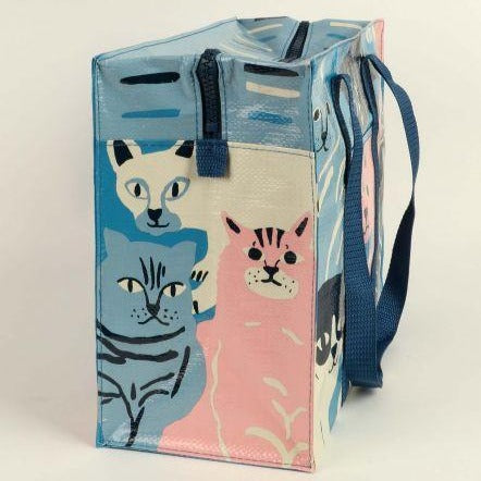 happy cats shoulder tote bag blue q the crafty cowgirl