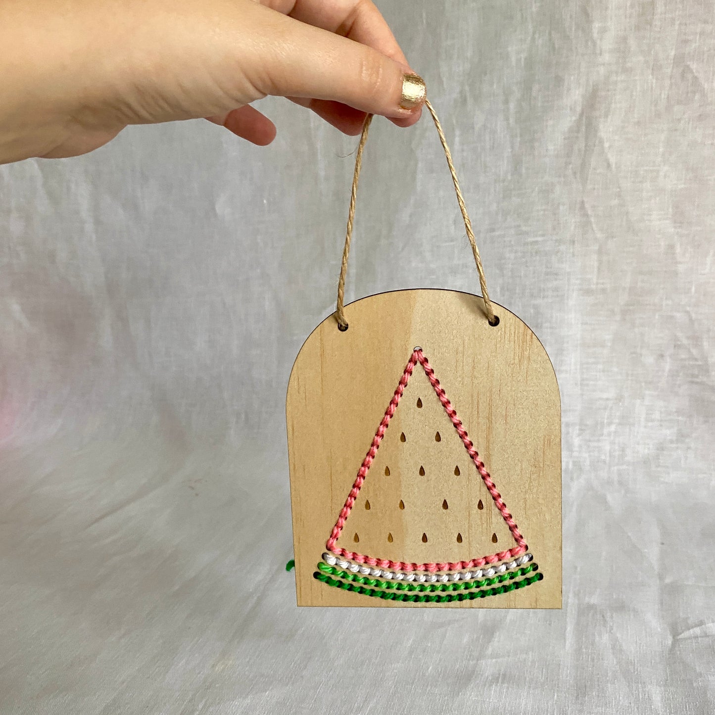 Watermelon Back Stitch Wooden Banner Kit