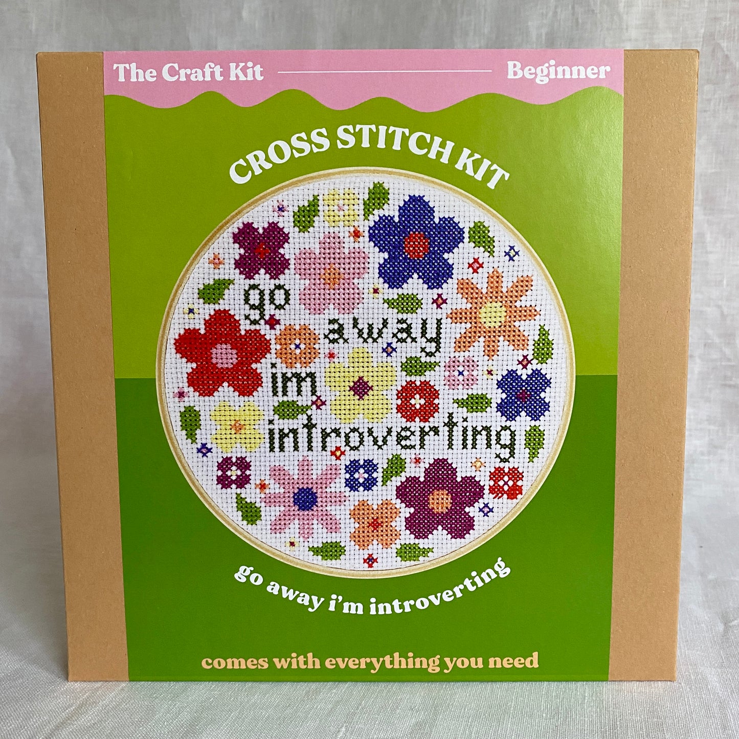 Go Away I'm Introverting Cross Stitch Kit