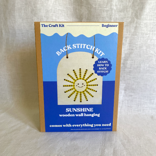 Smiling Sunshine Back Stitch Wooden Banner Kit