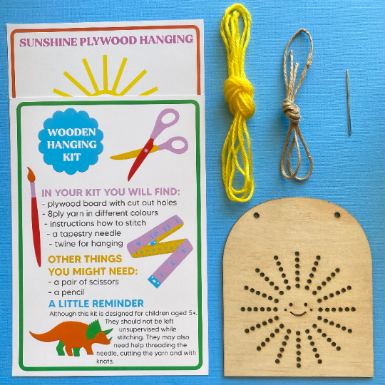 Smiling Sunshine Back Stitch Wooden Banner Kit