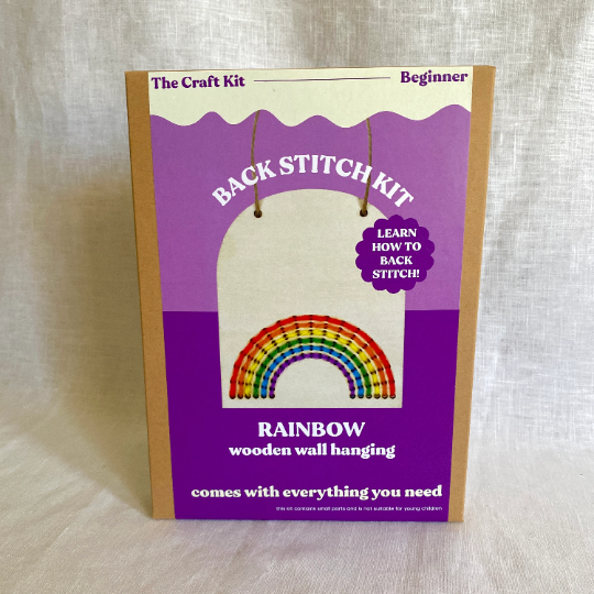 Rainbow Back Stitch Wooden Banner Kit
