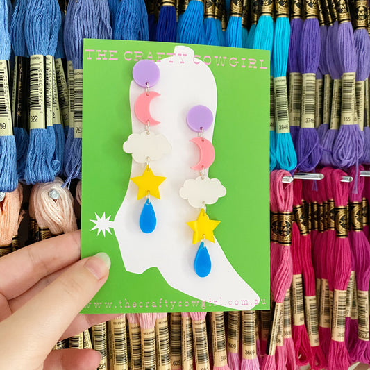 Celestial Drop Earrings - Various Colours Available