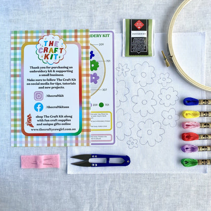 bright blooms embroidery kit DIY craft the crafty cowgirl