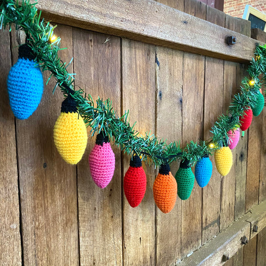 Vintage Christmas Lights Garland Crochet PDF Pattern