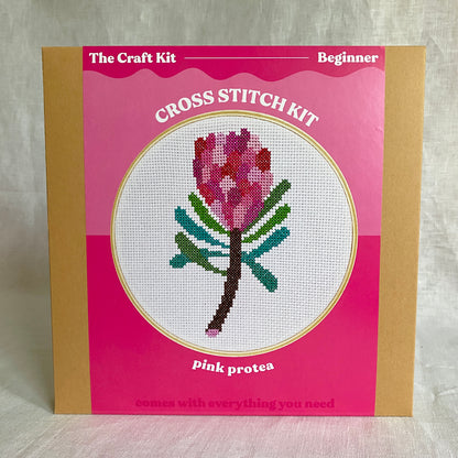 Pink Protea Cross Stitch Kit