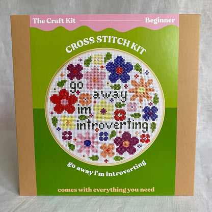 Go Away I'm Introverting Cross Stitch Kit