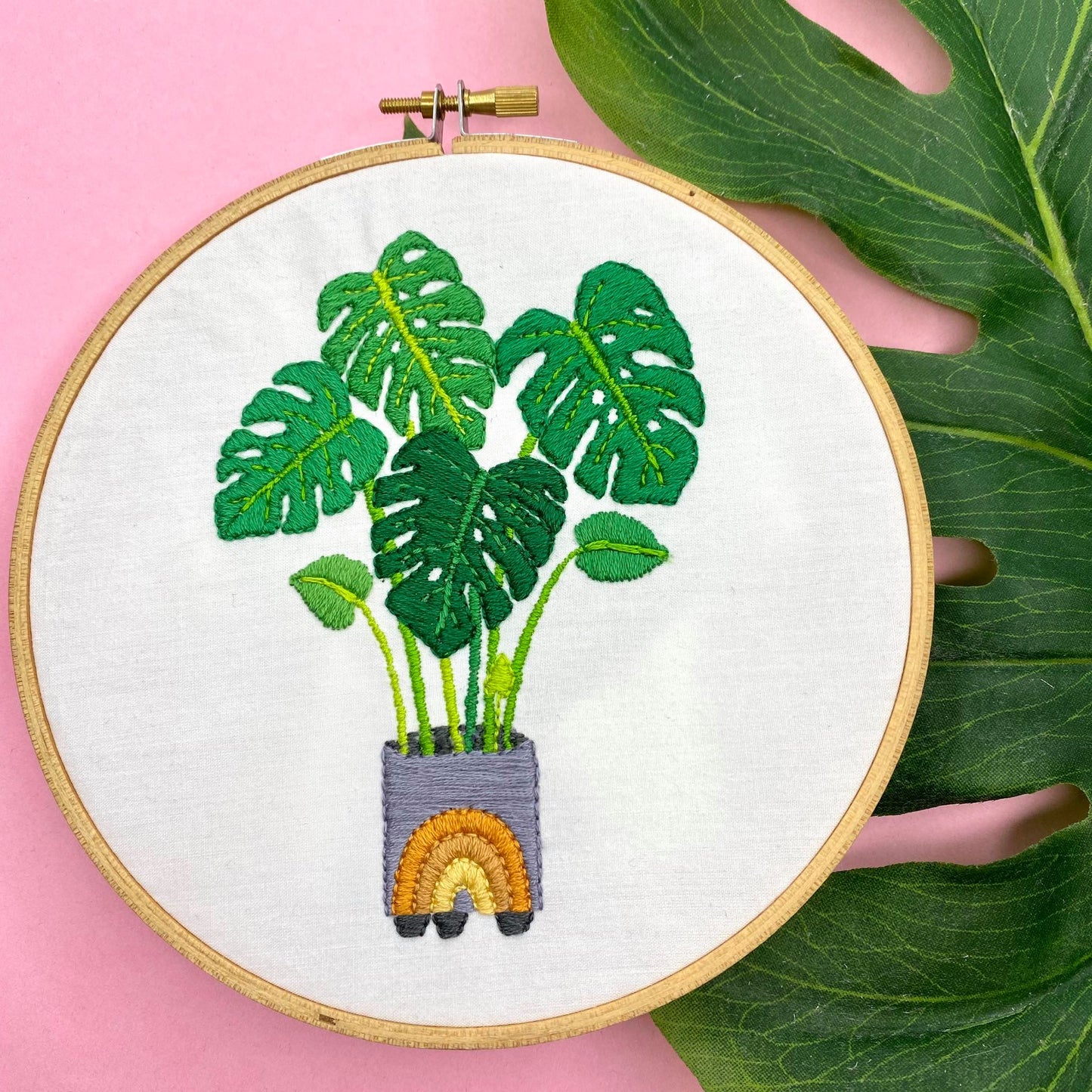 monstera plant embroidery Monstera Embroidery Kit – The Craft Kit