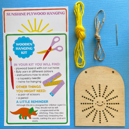 Smiling Sunshine Back Stitch Wooden Banner Kit