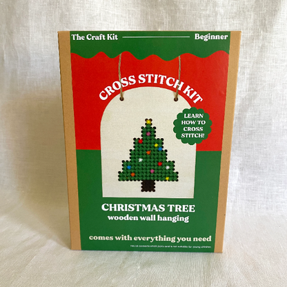Christmas Tree Cross Stitch Wooden Banner Kit