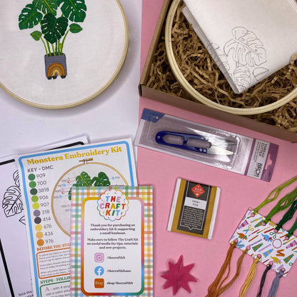 monstera embroidery kit by the craft kit from the crafty cowgirl
