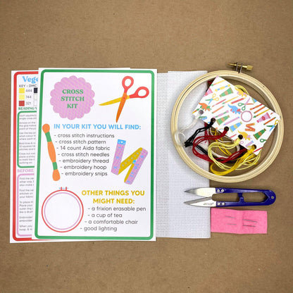 contents vegemite cross stitch kit from the crafty cowgirl